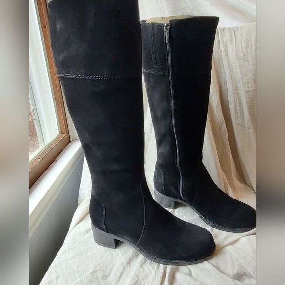 NWT La Canadienne Black Suede Riding Boots Women’s 6W – Quiet Luxury Waterproof - Picture 4 of 10